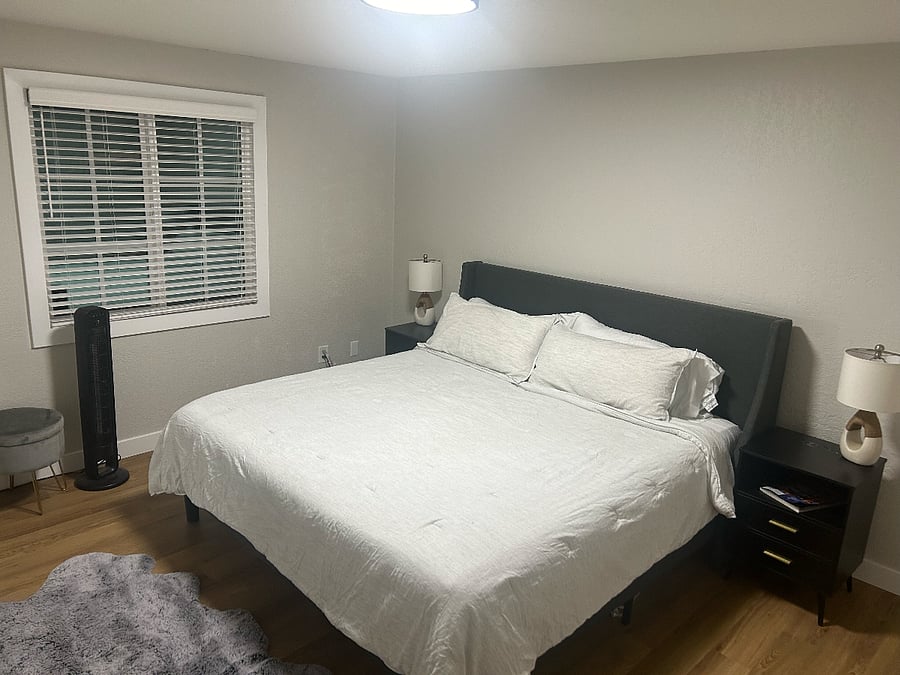 Spare bedroom with Nectar mattress and 60in smart tv with Roku