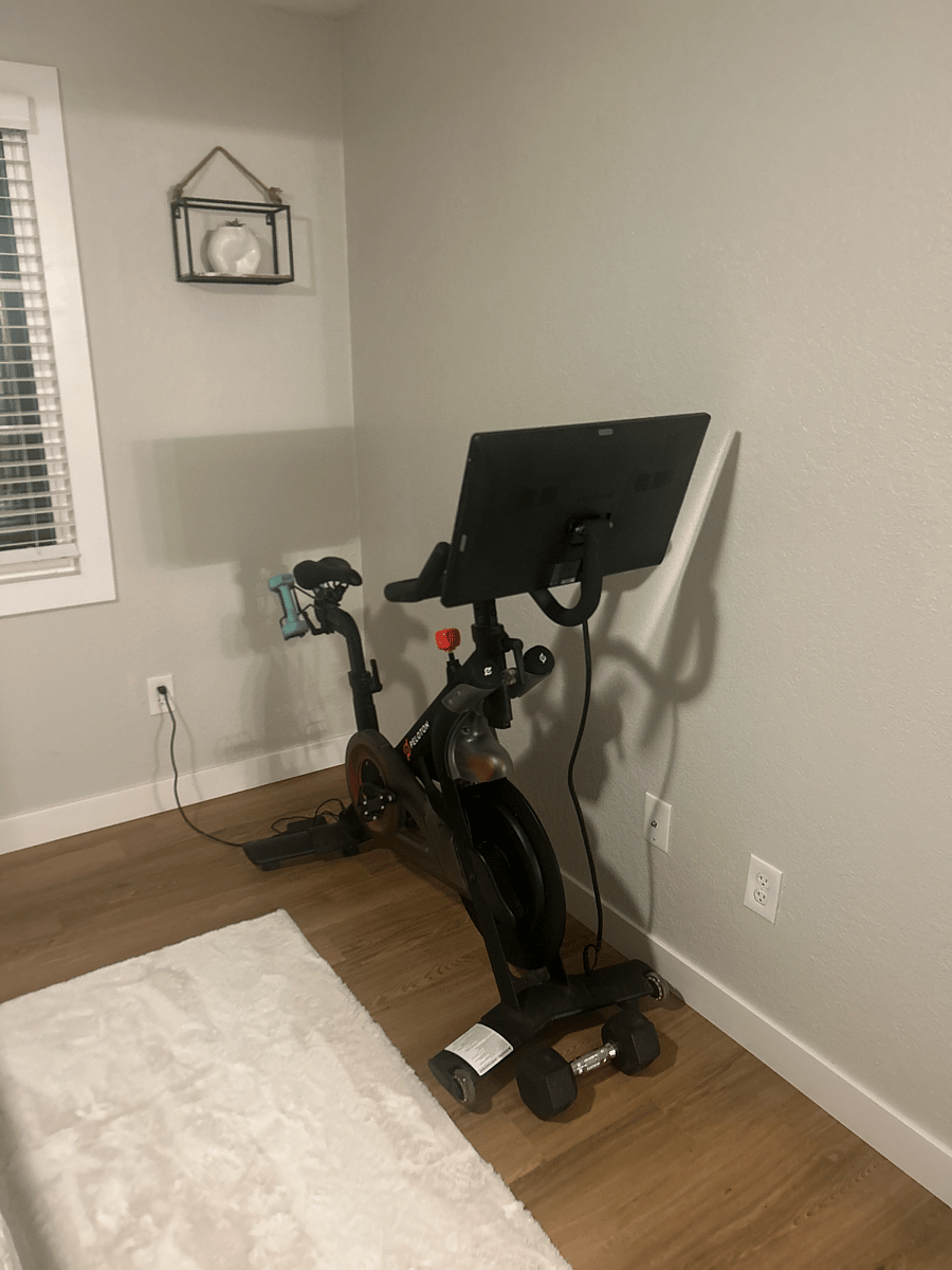 Peloton exercise bike in additional spare bedroom