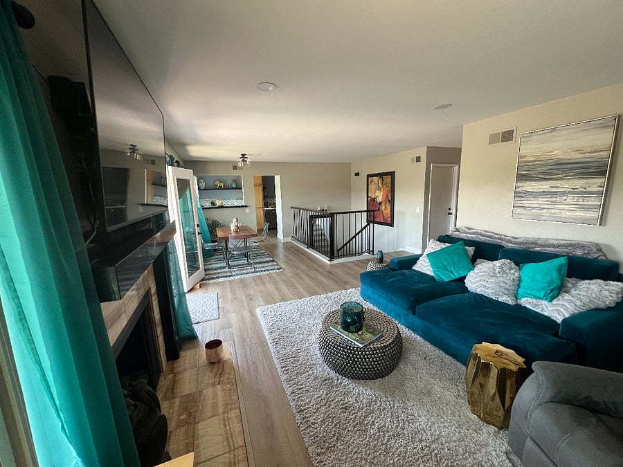 Living room with Dining room table for formal dining