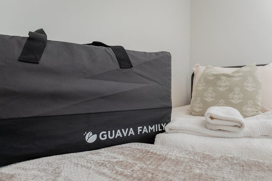 Great for kids! A Guava Family travel crib/packnplay is included. 