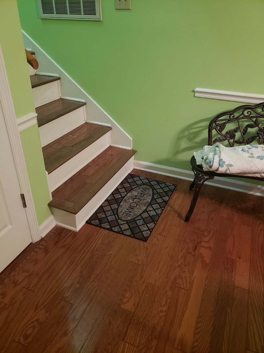 Stairway down from garage level