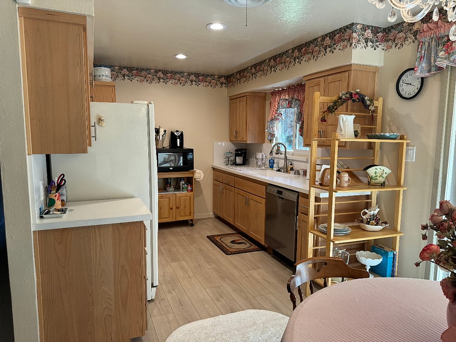 Newly renovated kitchen with new appliances.