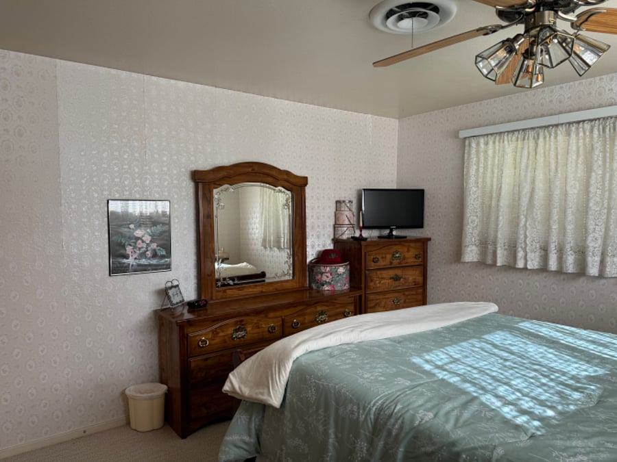 Extensive storage and Roku TV in the bedroom