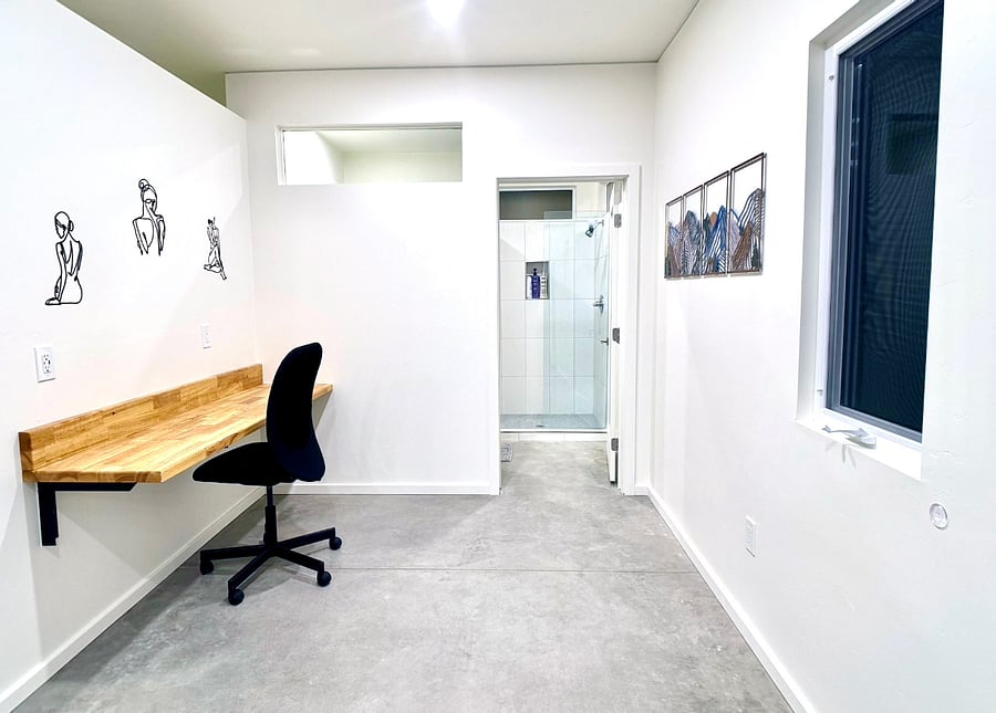 Office area with USB outlets.
