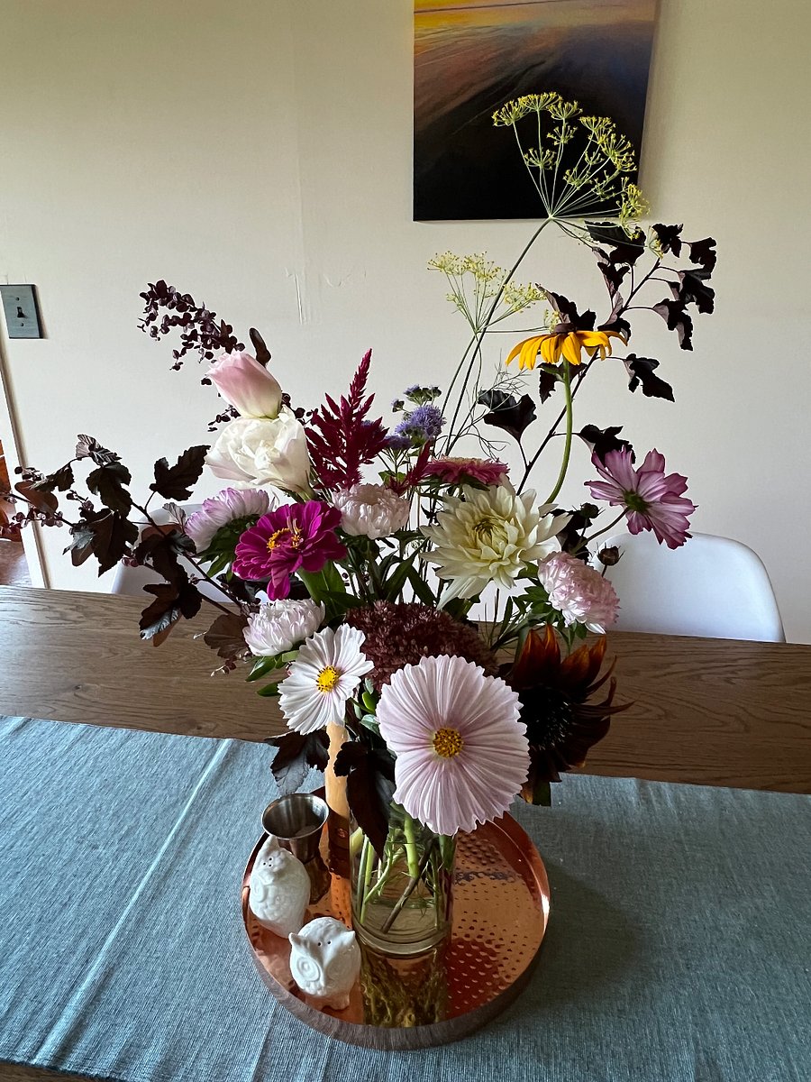 Dining room table, I love having fresh flowers around when they are in season.