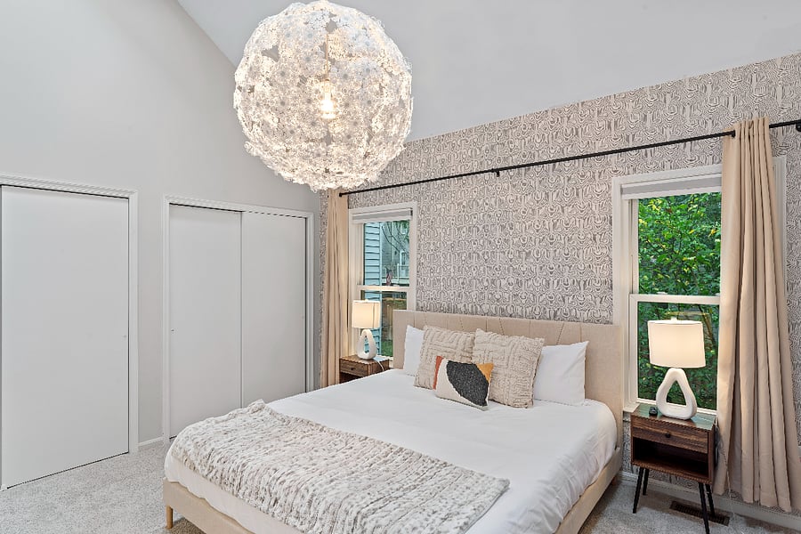 Large King Size Bed in Primary Bedroom with Large Smart TV