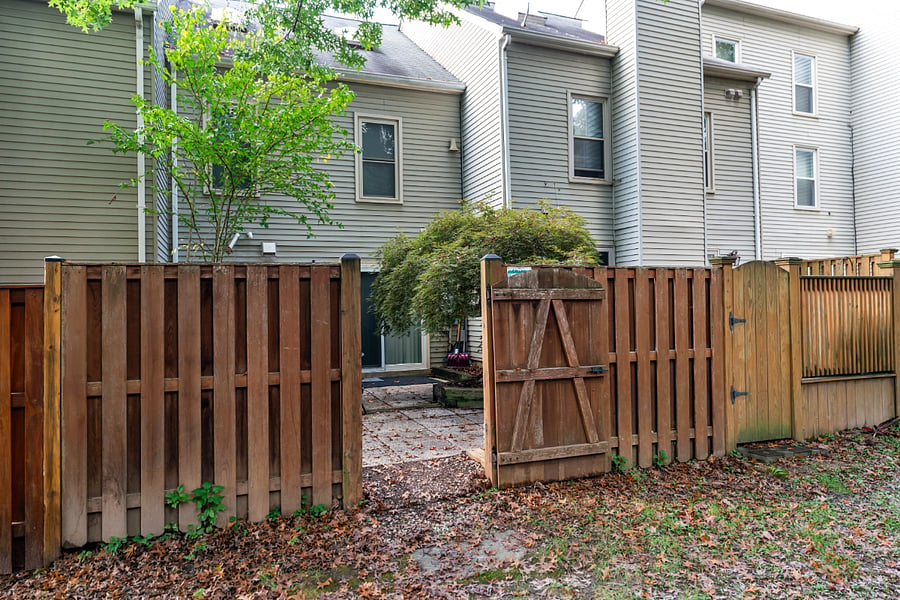 View from exterior of fenced in backyard