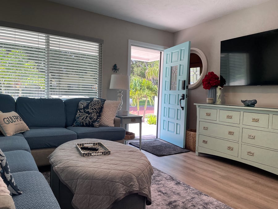 Living room with sectional couch.