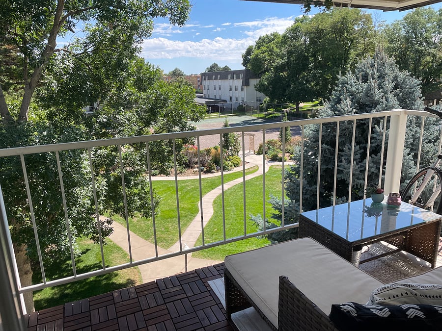 Balcony overlooking courtyard