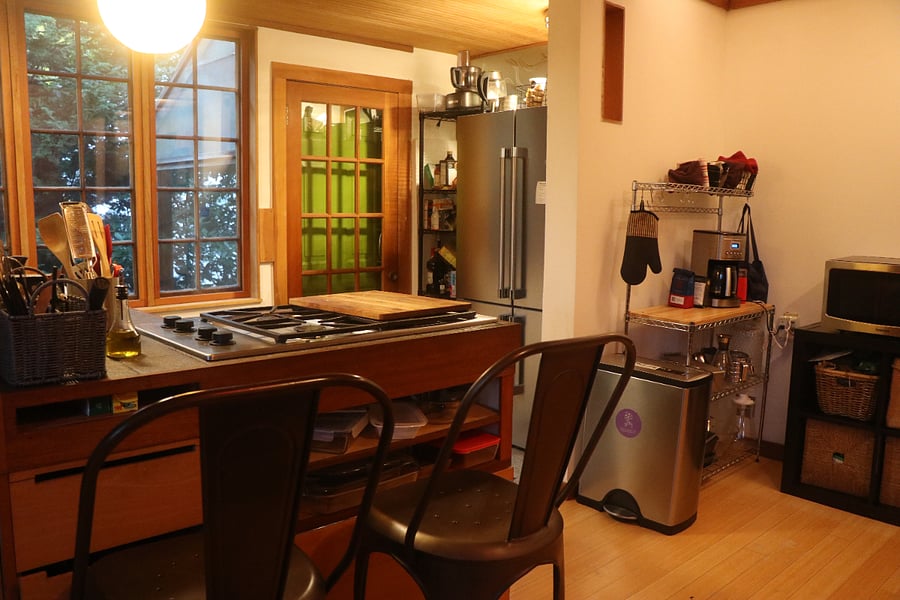 This photo shows how to enter the unit: the rear door, off of the kitchen. A back patio is just outside there.