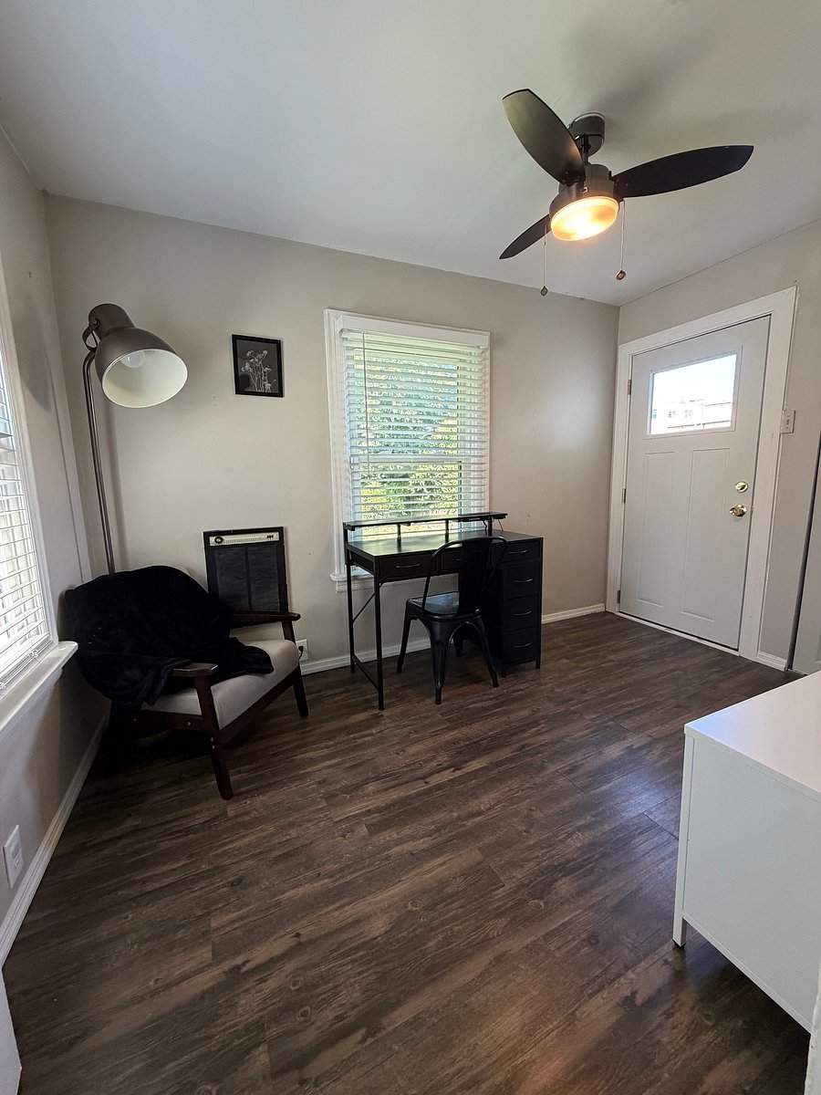 Designated office work space with access to back yard.