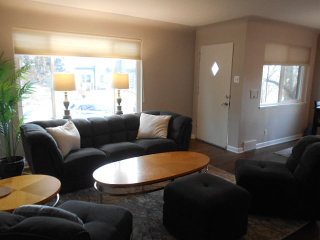 Large windows allowing for ample light - or you can close the blinds for privacy.