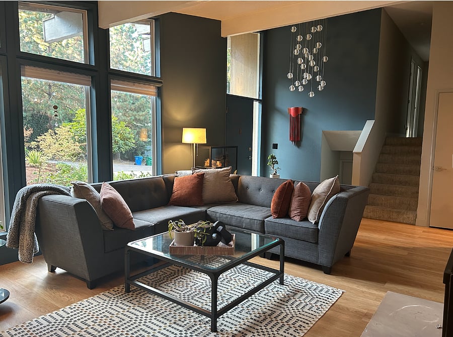 Living room w/ was fireplace 