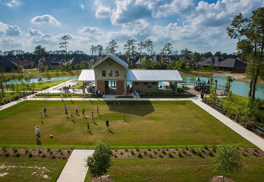 neighborhood pool and retention pond