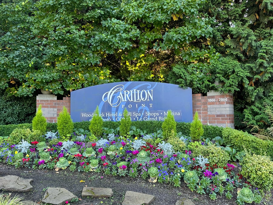 Carillon Point with marina, restaurants and coffee shops, 3 minute walk.