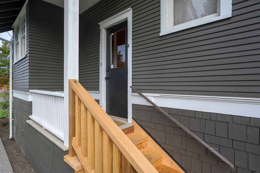 Side porch with convenient keypad access. Located right off the kitchen.