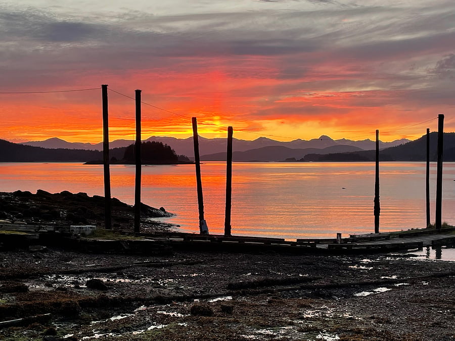 The Chilkat Mountain Range with a stunning sunset.