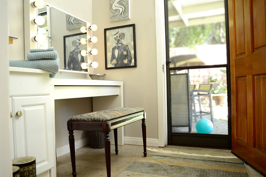 Bathroom sink/vanity area.