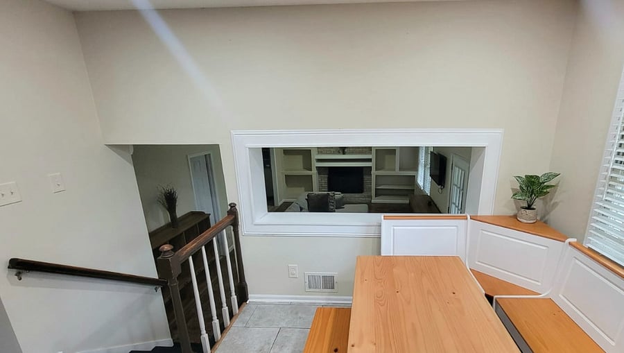 Kitchen nook with peekaboo to living room