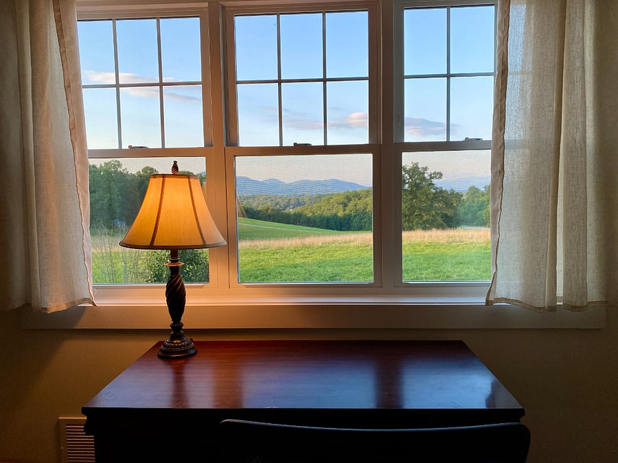 Work area in loft with a view