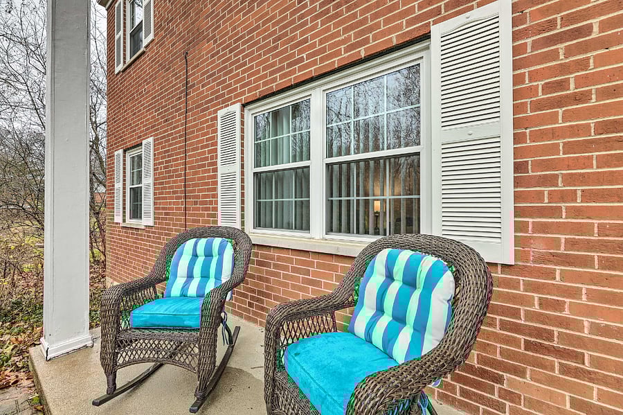 Relax in the comfortable chairs on the patio.