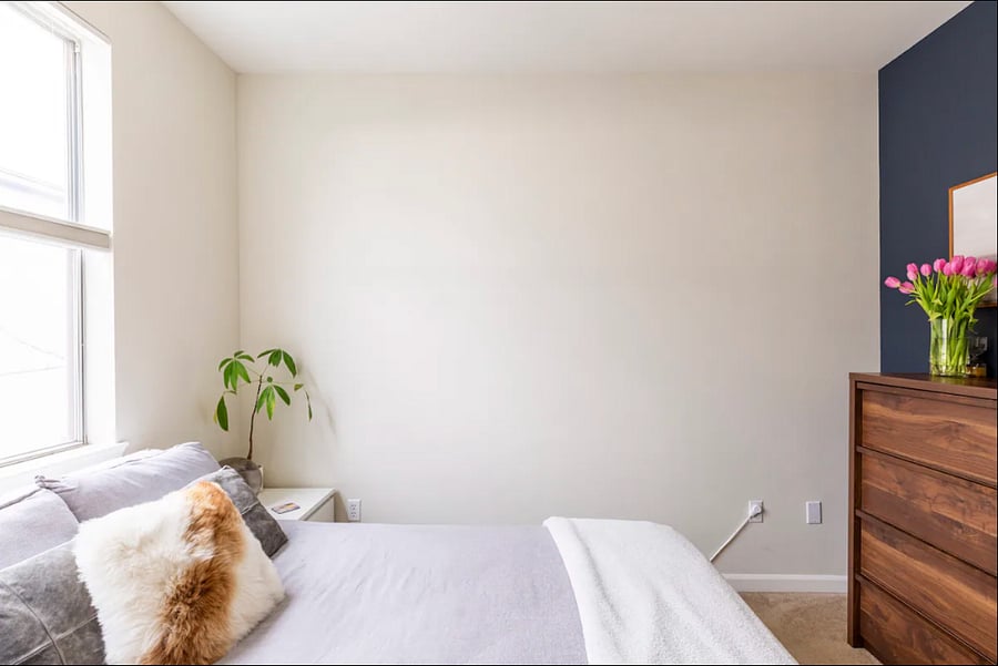 Your bedroom has a queen-sized bed.