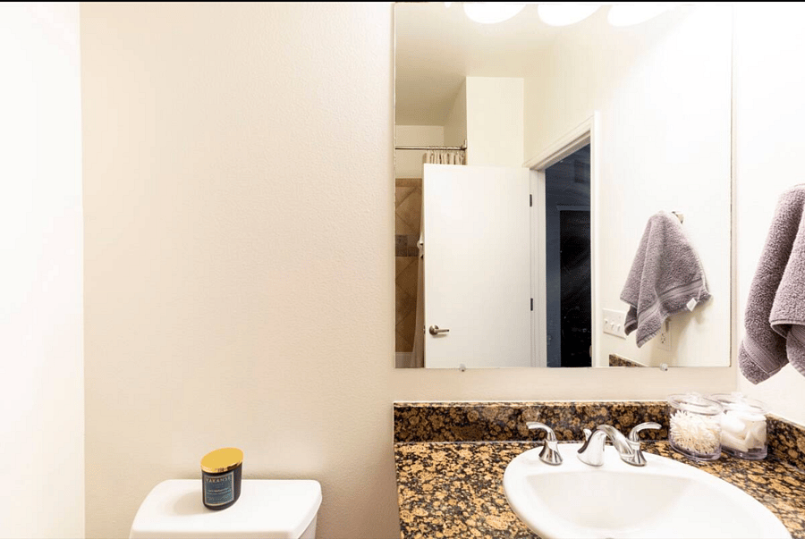 The shared full bathroom.