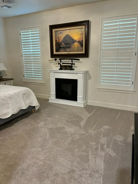 Master Bed with electric fireplace