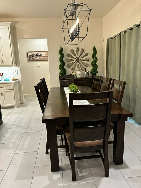 Dining room seats eight