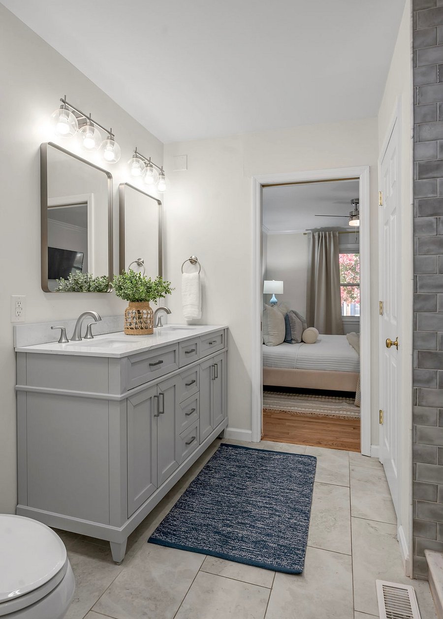 Main level King suite bathroom looking into connected King bedroom