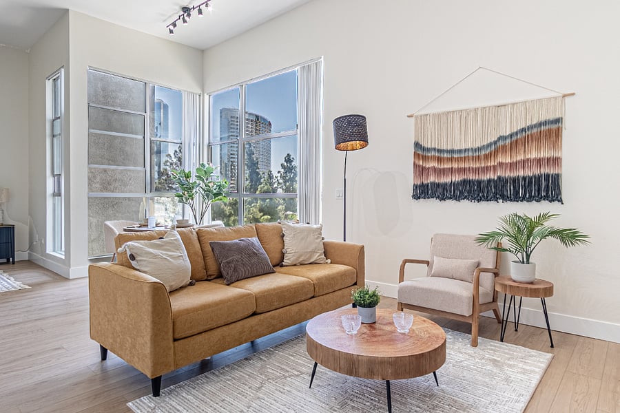 Relax in a bright, spacious living room