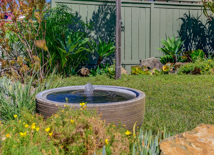 A bubbling fountain welcomes you into our tranquil home.
