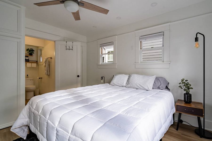 Sleep soundly in a cozy king bed.