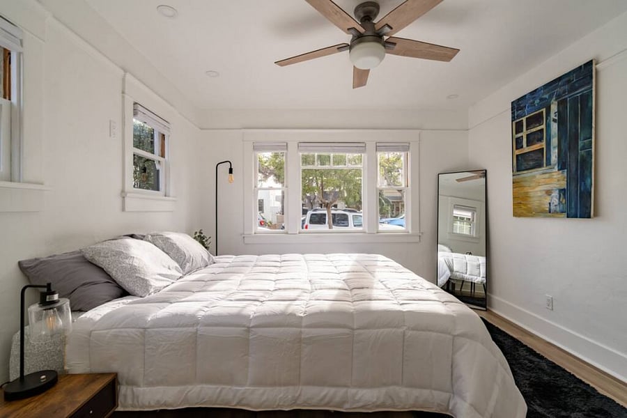 Sleep soundly in a cozy king bed.