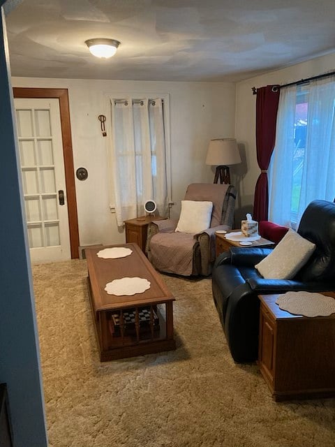 Living room. Leather recliner is an anti-gravity recliner with a USB charging port. 