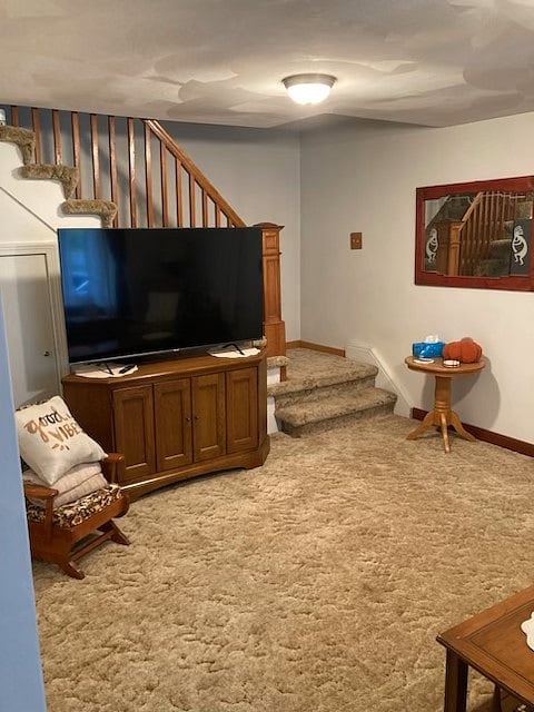 TV and storage under staircase