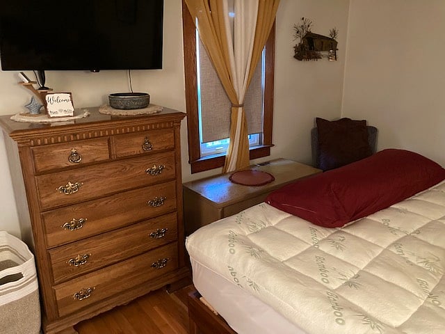 New Smart TV. Cedar chest is locked and has personal items that couldn't be in the basement because of the humidity.