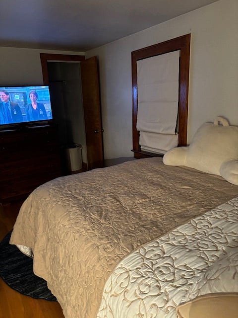 Spacious closet, older Smart TV