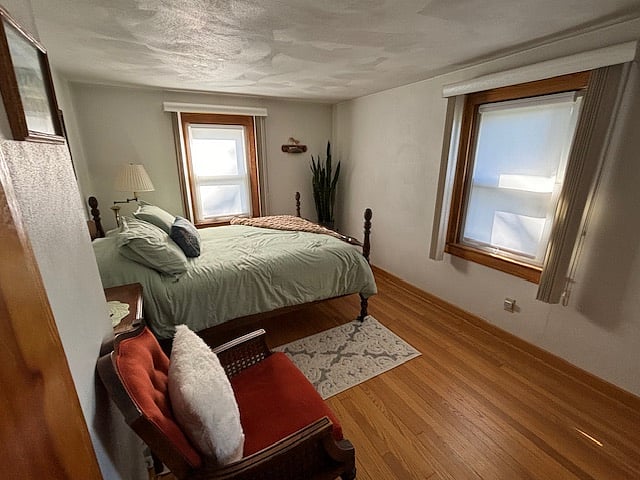 Bed frame is antique, so no more than 200 pounds on this bed.