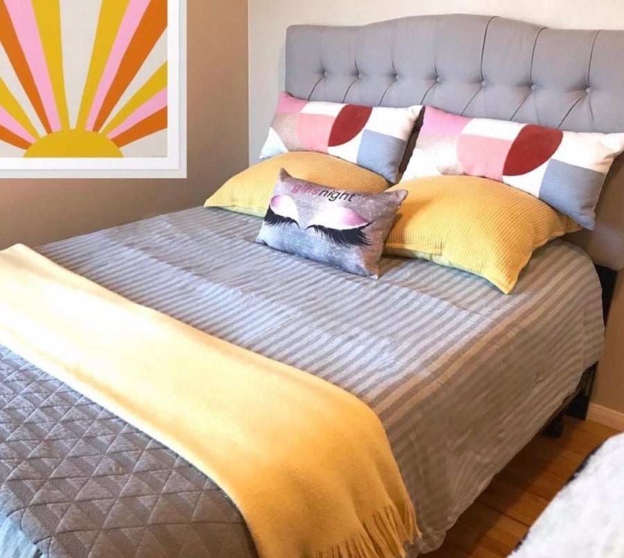 'Sol Room' Unit 3! Comfy bed, pillows and blankets, just like home! Every bedroom has a desk, lamp, comfy chair, desk chair, make-up mirror, comfy bed and safe.