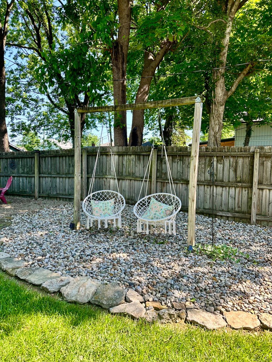 Macram swings in the backyard