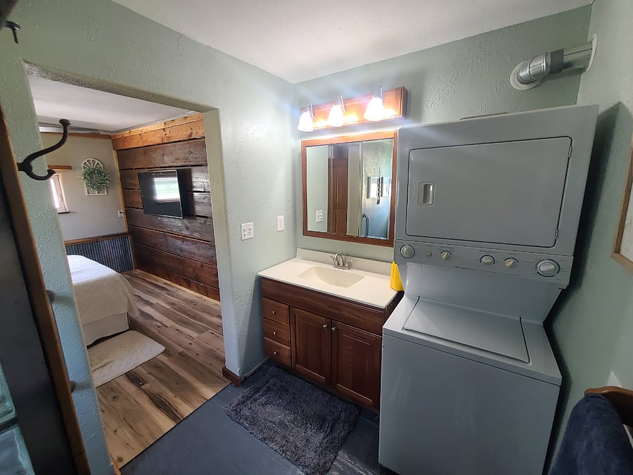 spacious bathroom with washer/dryer