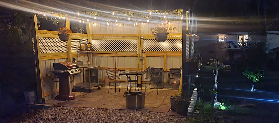 Patio area for grilling and fire pit bonfires