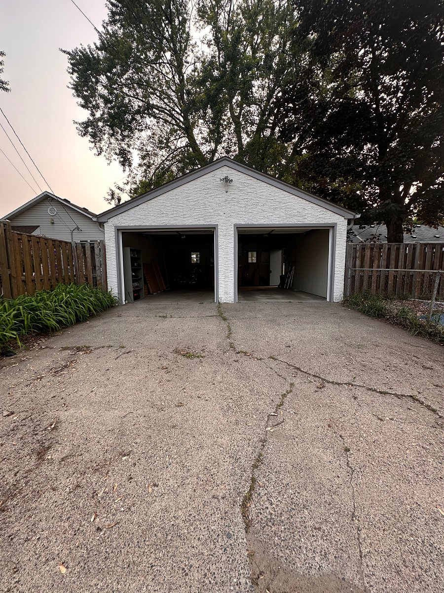 Two car garage and alley parking
