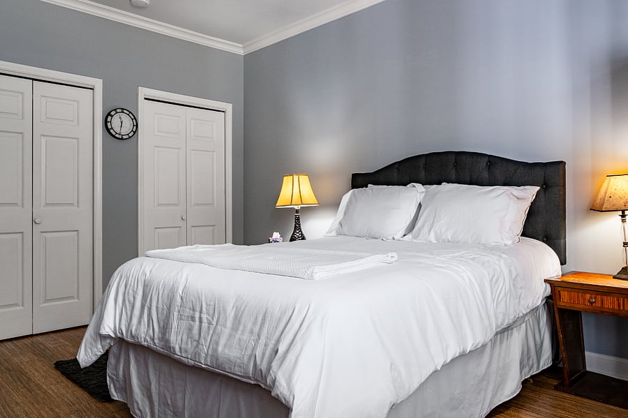 Primary bedroom with Queen bed.  Located on the first floor equipped with Black out curtains