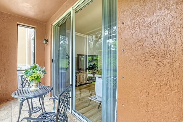 A private patio that is enclosed.