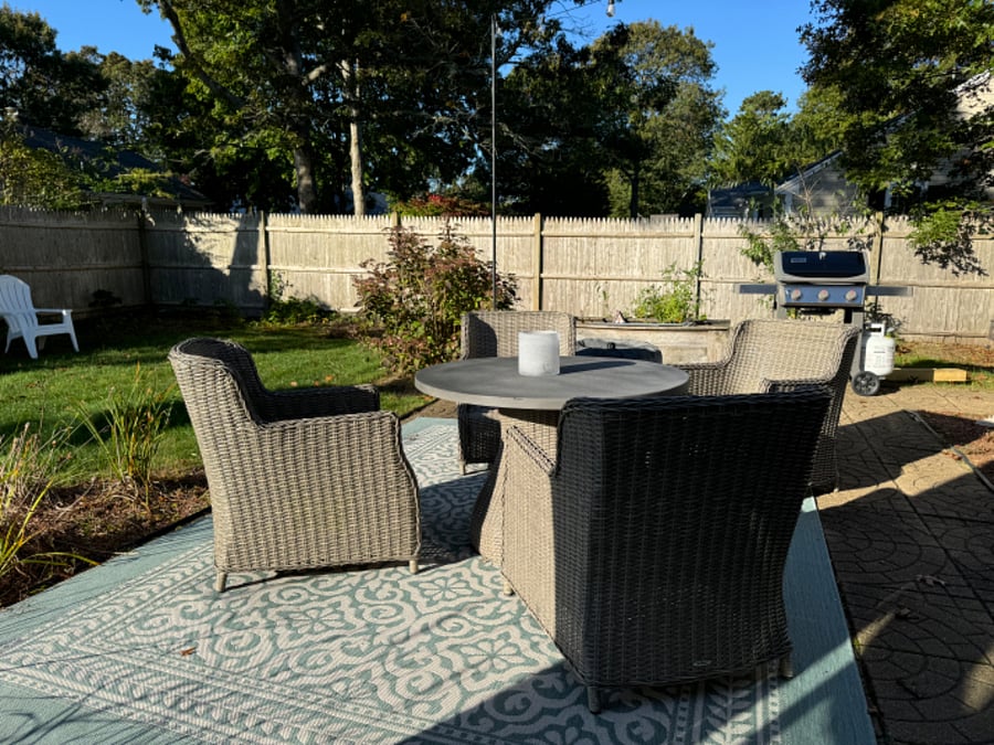 Grill available year round, Patio set up Spring through Fall only