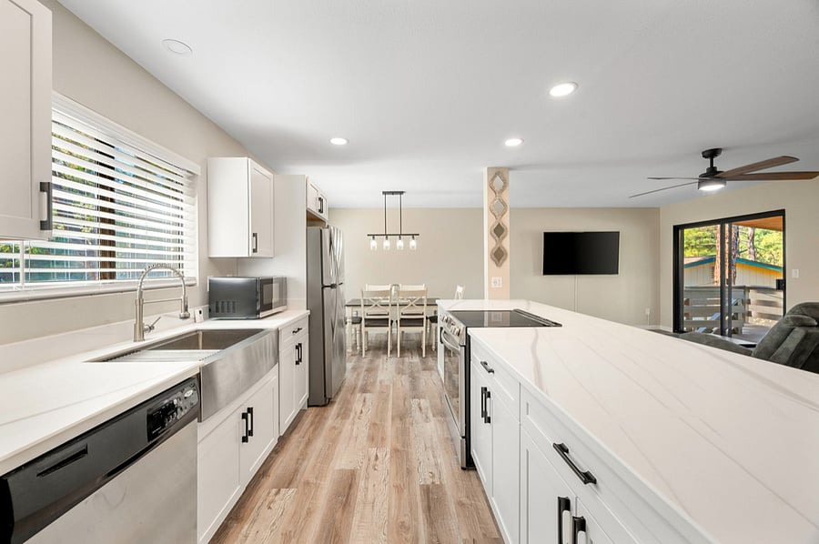 All new kitchen cabinets and counters.