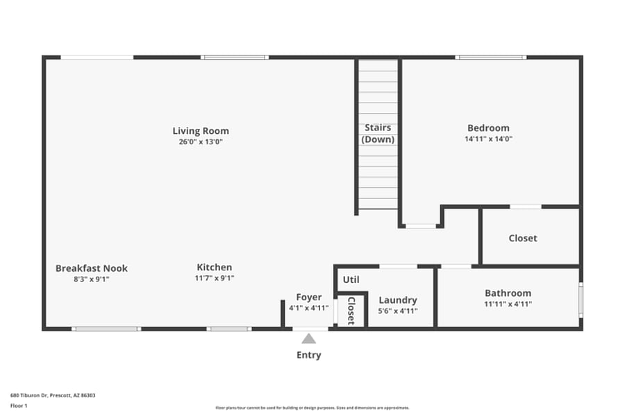 Upper level floor plan.