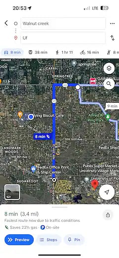 route to uf